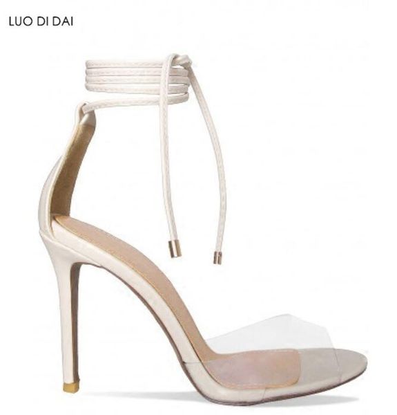 

women white color high heels thin heel party shoes summer gladiator sandals pvc wedding ankle strap dress, Black