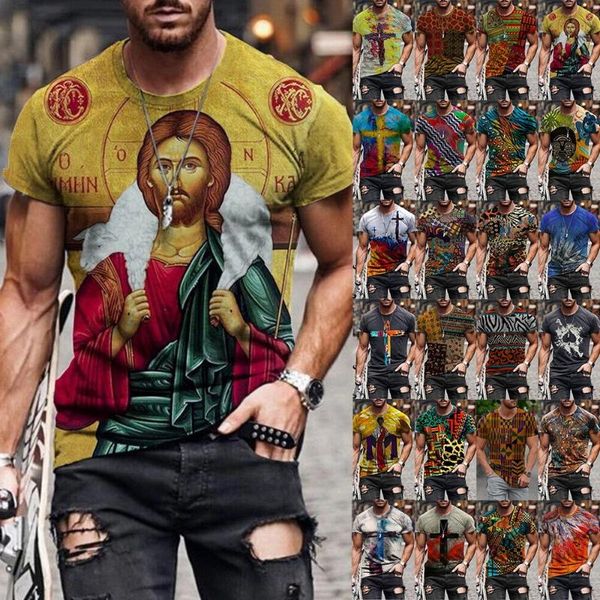 

men's t-shirts oversized vintage short sleeve t shirts 2021 summer fashion harajuku colorful cross printed o collared tshirts for men, White;black