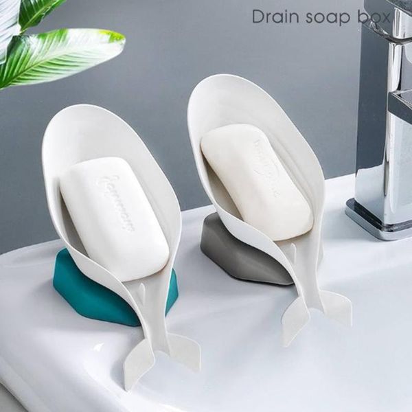 

soap dishes bathroom holder drain dish accessories suction cup plastic box creative dolphin shape shelf punch