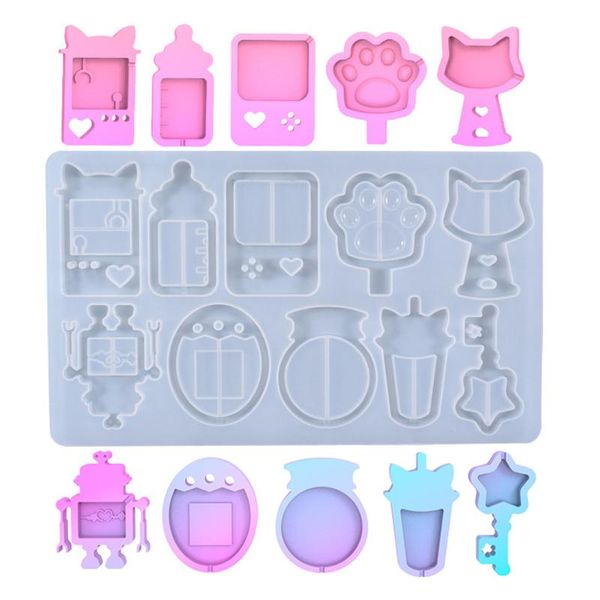 

craft tools colorful silicone mould cute pattern resin decorative diy cat robot mold epoxy molds for kids child