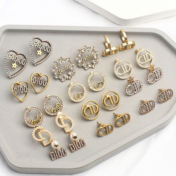 

earrings 2020 new letter pearl g's 925 silver needle earrings, Golden