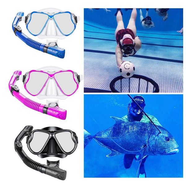 

professional scuba dive snorkeling silicone mask dry snorkel tube gear set full face diving kids men snorkles float masks