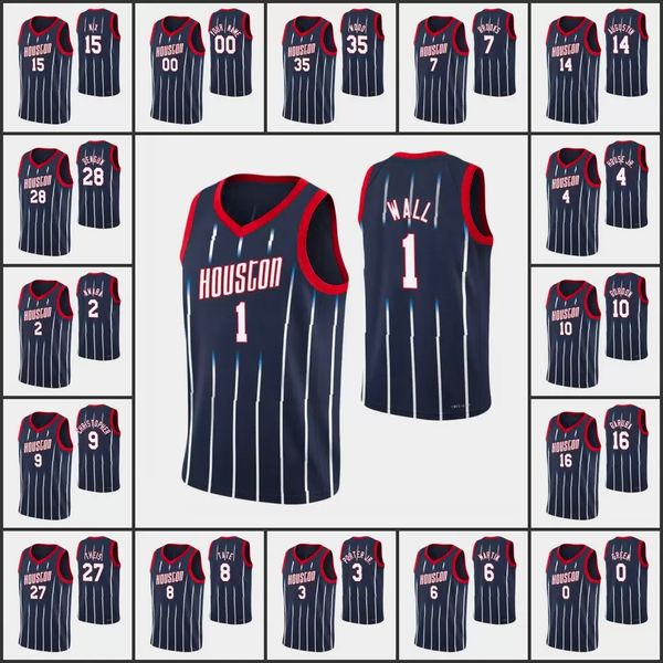 

men christian wood jalen green john wall d.j. augustin usman garuba daniel theis custom 75th anniversary navy jersey, Black