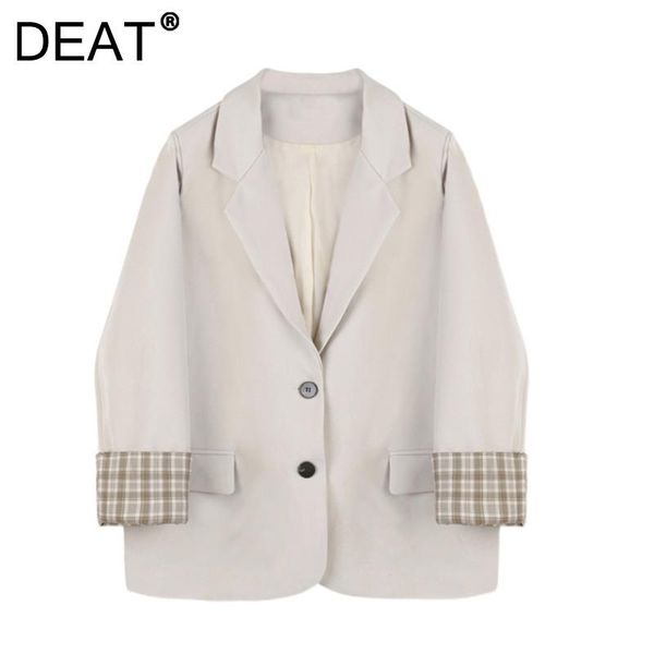 

women's suits & blazers [deat] 2021 summer fashion tide coat loose turn-down collar single-breasted long sleeve splicing blazer women 1, White;black