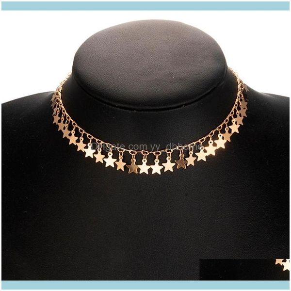 

& jewelrystar necklace women girls choker gold stars necklaces boho pendants collier femme chain collar collares de moda chokers drop delive, Golden;silver