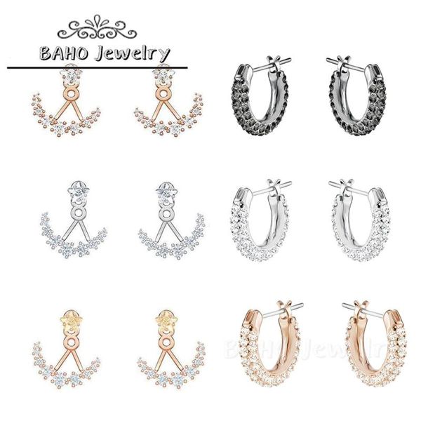

stud swa fashion jewelry, charm simple and charming geometric crystal circle pierced multicolor earrings women's jewelry, Golden;silver
