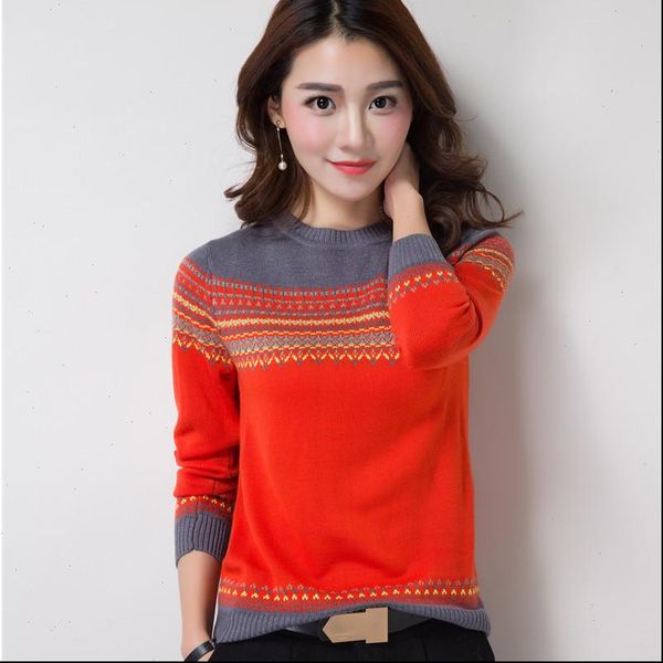 

women sweaters pullover knitted sweater long sleeve autumn loose pattern short pull casual ladies jumper large size 3xl l55, White;black
