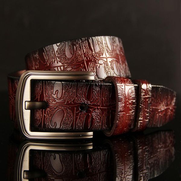 

belts genuine cow leather luxury strap male for fashion classice vintage pin buckle men cowboy belt, Black;brown