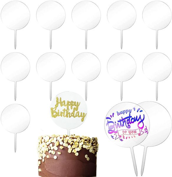 Kalp şeklinde Kek Takın Kart Favor Çok Renkli Akrilik Kek Toppers Boş DIY Doğum Günü Nimet Etiketi Festivali Parti Yıldönümü Kek Süsleme