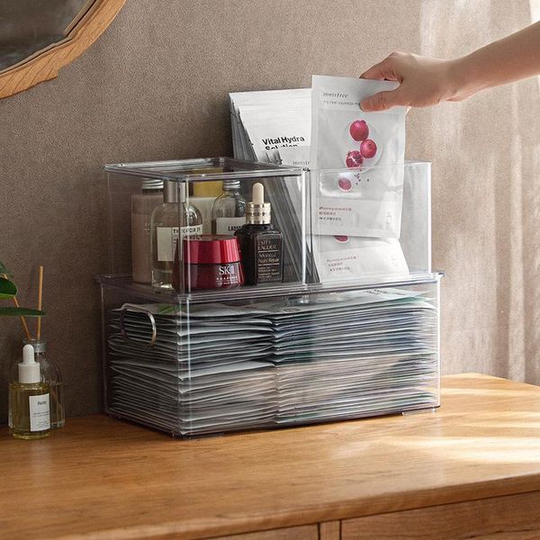 

storage baskets acrylic box, jewelry and cosmetics basket, transparent table, organize separate debris box