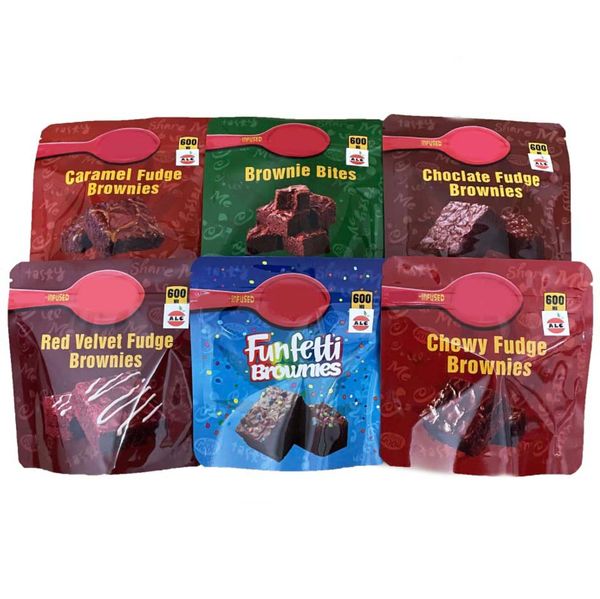 

infused brownies edibles packaging bags 600mg cake empty chewy funfetti fudge chocolate snack caramel bites red velvet