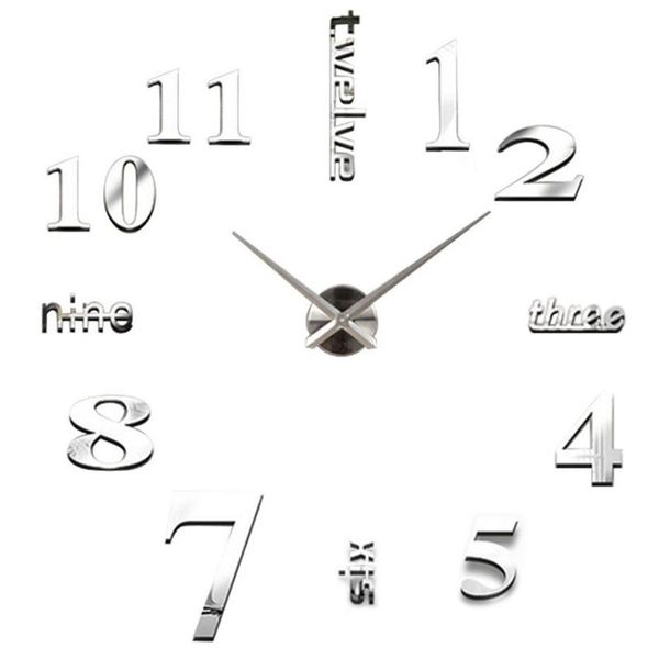 

wall clocks clock watch 3d diy roman numeral home decoration living room sticker acrylic mirror mute