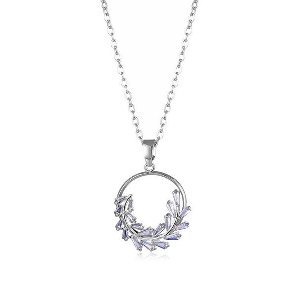 

pendant necklaces surprise price jewelry gift high-quality leaf zircon round flower clavicle necklace party for girls, Silver