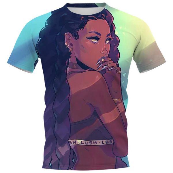 

men's t-shirts cloocl cartoon girls print men clothing africa tan ladies casual streetwear short sleeve harajuku t shirts women, White;black