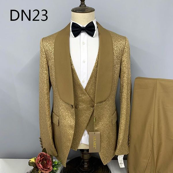 

men's suits & blazers wedding grooms custom made men slim fit designer classic golden prom tuxedos blazer pants vest set euro size 46-5, White;black
