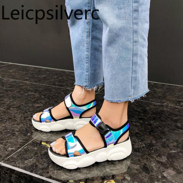 

dress shoes women's sandals summer the fashion color matching open toe buckle wedge plus size 29-46, Black
