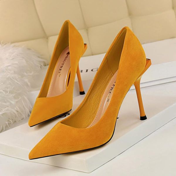 

women's pumps pointed toe shoes thin high heels flock wedding party lady single autumn winter women dress, Black