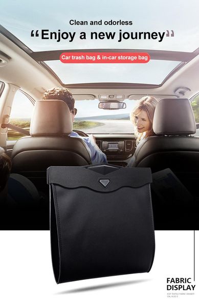 

car organizer trash can auto seat back hanging storage box hidden folding bag multifunctional led light accessories