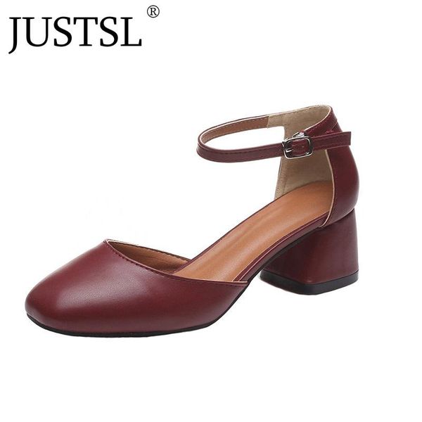 

dress shoes justsl 2021 spring women's single square toe med simple stylish ladies 35-39, Black