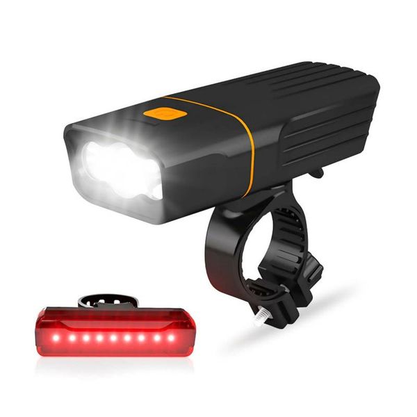 

15000lum 3*l2/t6 usb rechargeable built-in 5200mah 3modes bicycle light waterproof headlight bike accessories with taillight lights