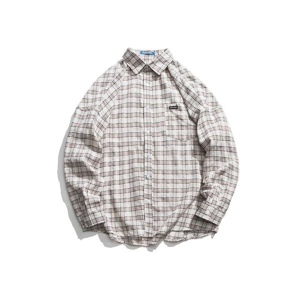 

men's casual shirts 2021 spring and autumn plaid color long sleeve lapel single-breasted shirt loose temperament trend cotton, White;black