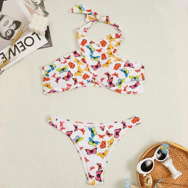 

women's swimwear 2021 bikini woman butterfly printing 2 pieces manufacturers beachwear custom logo swimsuit, White;black