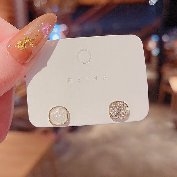 

wholesale price classic design studs titanium steel screw with drill earrings semi-circular opening with drill earrings for women gift 2k22, Golden;silver