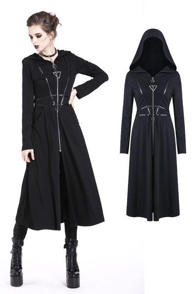 

women's trench coats darkinlove women gothic black hooded jackets coat fashion with leather witch stage perform steampunk, Tan;black