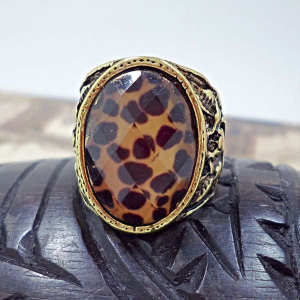 

accessories leopard cut ring side carved hand ornament, Black