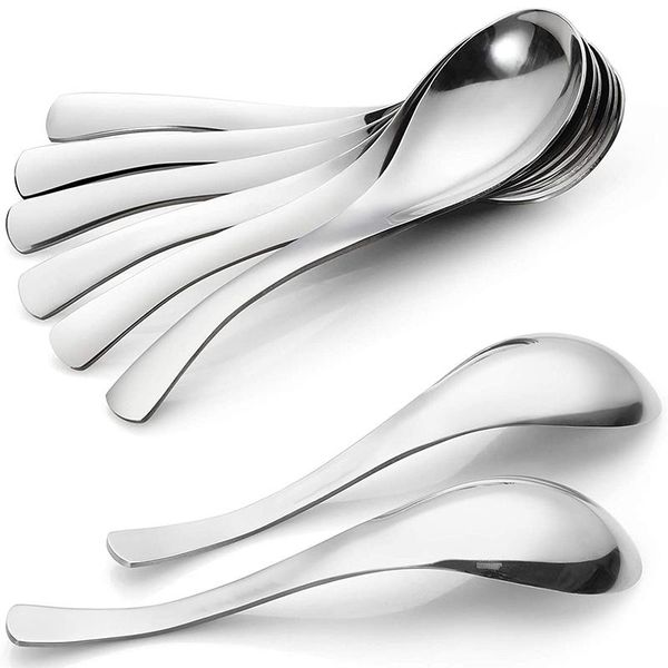 

spoons 8 pack soup spoons, stainless steel thick heavy-weight table