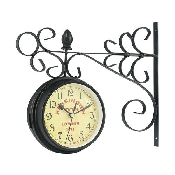 

wall clocks creative metal double-sided clock 3d retro watches home decor shabby chic cafe bar orologio da parete gift d81