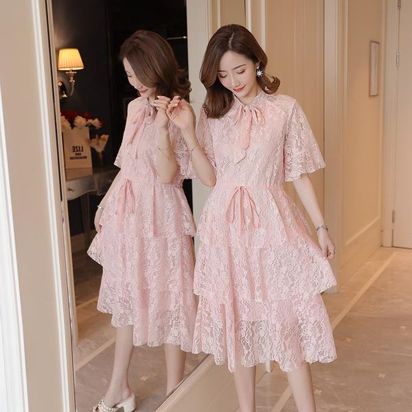 

maternity dresses 2021 arrive summer dress woman cute short sleeve large size pregnant lace md-01020, White
