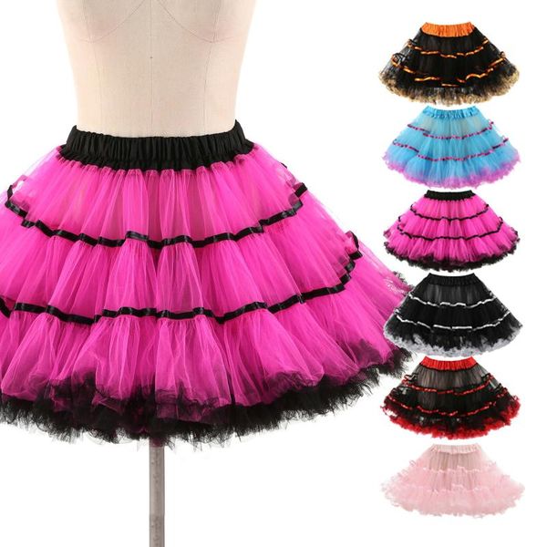 

skirts womail women fashion casual petticoat underskirt swing tutu princess skirt hippy cosplay cute mini stretch mujer falda, Black