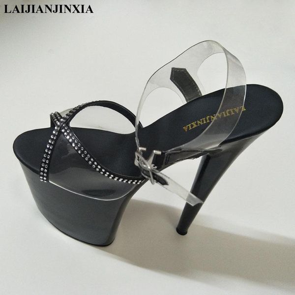 

luxury party rhinestone shoes sandals summer designer brand custom made women 17cm high heels, Black