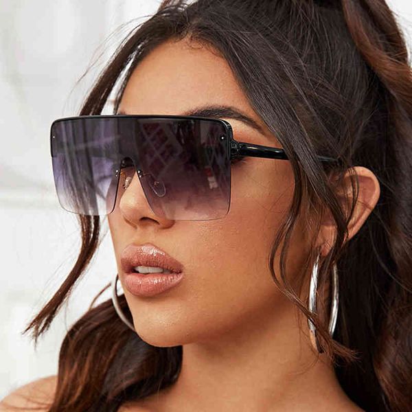 

sunglasses 2021 plastic oversized women square brand designer big frame for female uv400 sun glasses oculos masculino, White;black