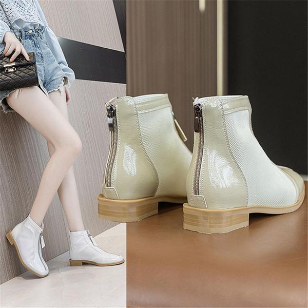 

boots mesh for women's summer front and rear zipper hollow-out widened version of cold b, Black