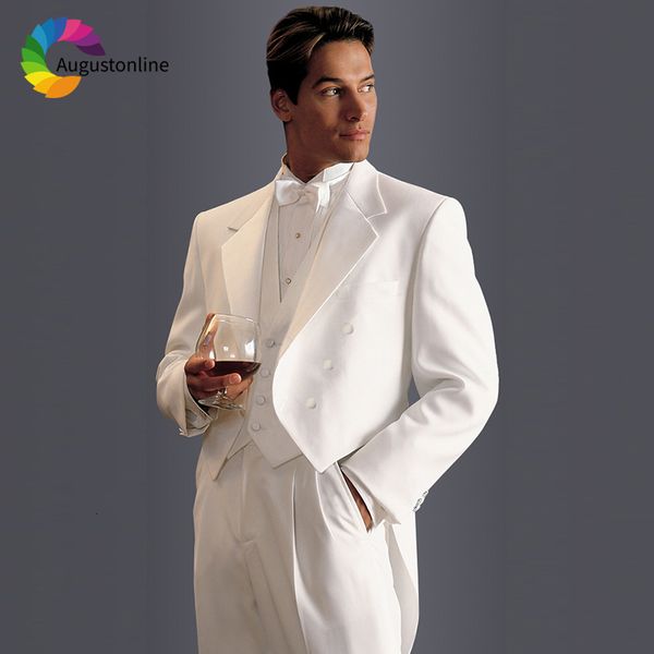 

men's suits & blazers double breasted white tailcoat men for wedding bridegroom prom tuxedo slim fit formal man blazer jacket, White;black
