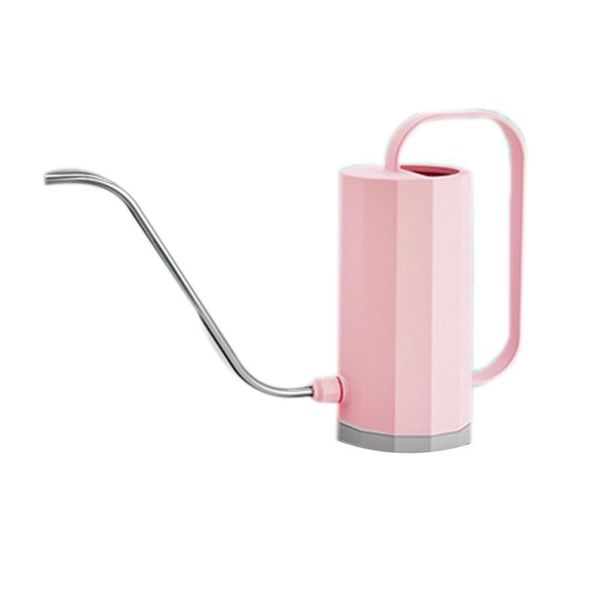 

watering equipments plastic garden succulent pot stainless steel long mouth flowers plants tools(pink)