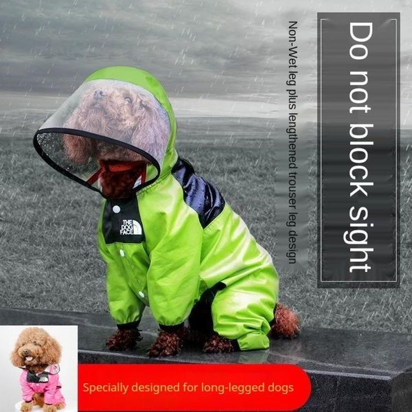 

dog apparel puppy raincoat four-legged all-inclusive teddy bichon medium-sized small rainy clothes pet poncho costume