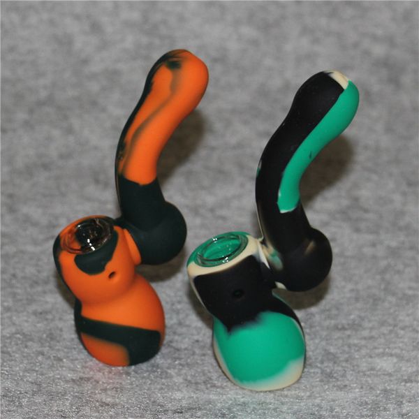 Le più recenti pipe per tabacco in silicone Mini narghilè ad acqua Bong Multi colori Tubi per narghilè portatili