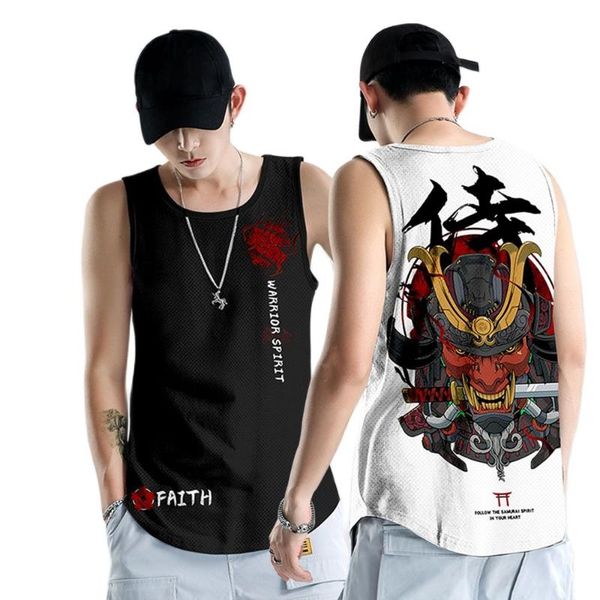 

men' tank cartoon guard printed men bodybuilding fitness singlets gyms quick-drying breathable sportswear vest oversize 6xl, White;black