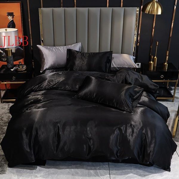 

bedding sets drop imitated silk duvet cover set washed bedclothes home textile us au eu size bed black golden