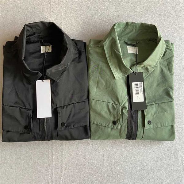 

super multi-pocket lens decoration 100% cotton material men's casual zipper jacket thin section 211217, Black;brown
