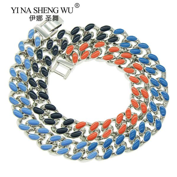 

chokers hip hop miami cuban choker necklace collares for women vintage punk rapper aluminum colorful bracelet jewelry accessories, Golden;silver