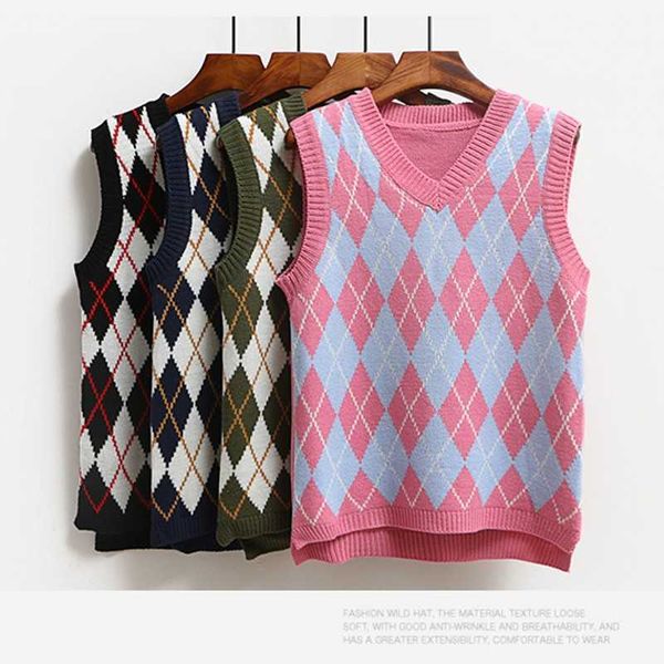 

fashion casual tank pullover elasticity sweater spring autumn women sleeveless v-neck knitted vest 210601, Black;white