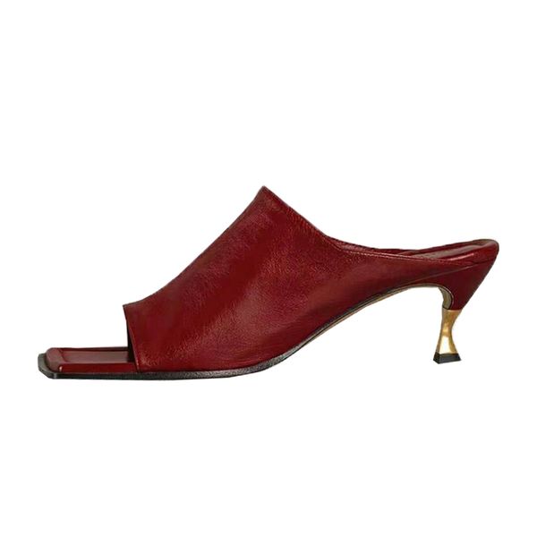 

block super high heels women mules 2021 new open square toe one strap women slippers party nightclub summer slides 34-43, Black