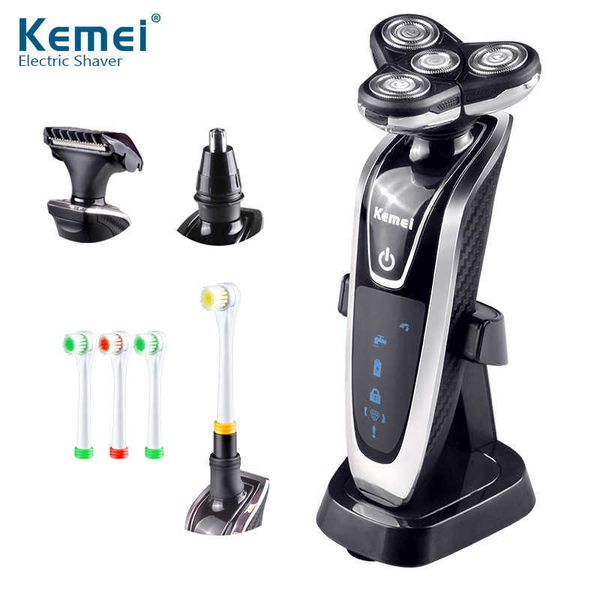

kemei electric shaver 4d floating triple blade electric razor men face care washable rechargeable 4 in 1 hair trimmer 40d p0817