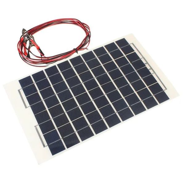12V 10W pannello solare celle policristalline modulo fai da te con diodo a blocchi 2 morsetti a coccodrillo