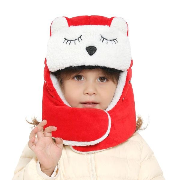 

outdoor hats autumn winter children's hat waterproof warm lamb wool cute baby windproof headwear, Black;white