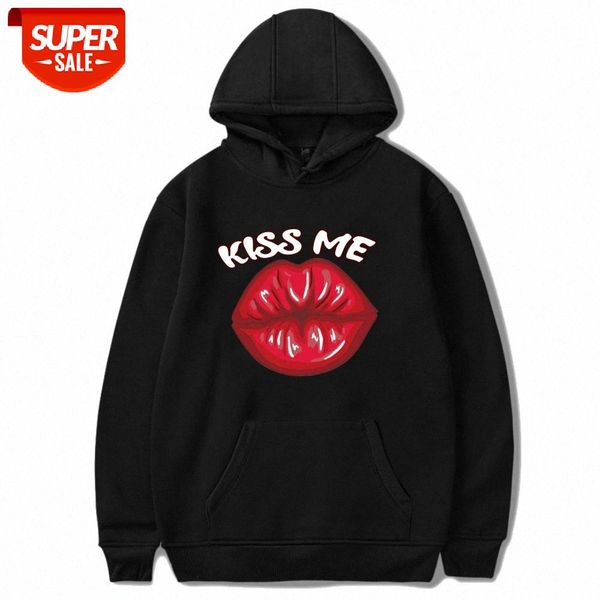 

sweatshirt lip print printing loose men's and women's hooded sweater #9a9d, Black